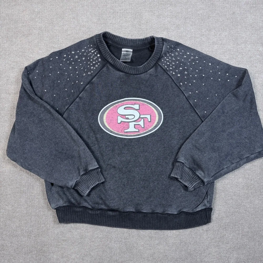 Gameday Couture San Francisco 49ers Rhinestone Sweatshirt Gray Pink Womens L
